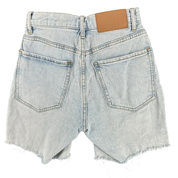 Pacsun Stretch Dad Short Cut-Off Denim Jean Shorts Size 0 Light Wash Button Fly - Picture 5 of 5